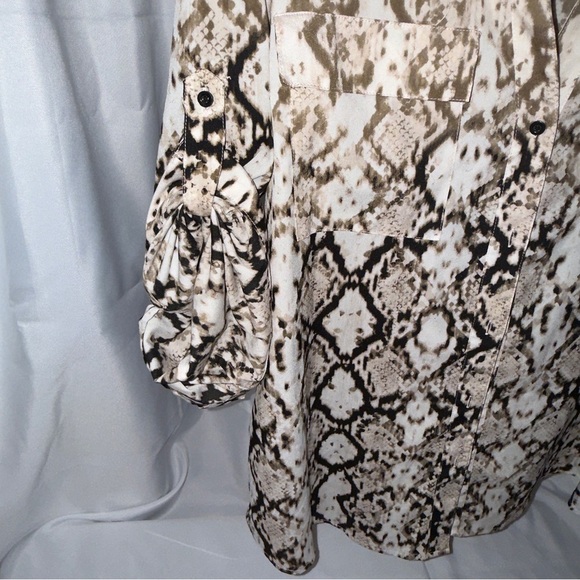 Calvin Klein Women's Snake Print Top - Brown and Cream #174 - Picture 3 of 4